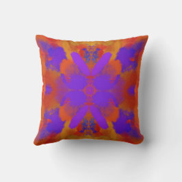 Almofada Arte Gráfica Abstrata Laranja Roxo E Vermelho Desi