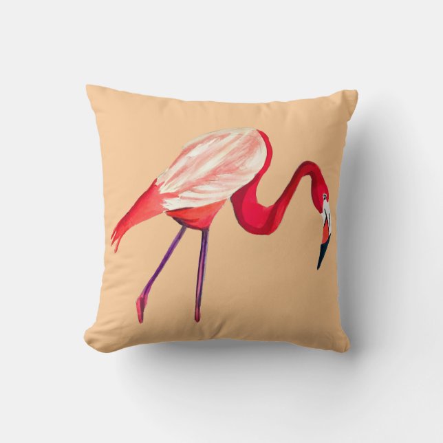 Almofada Arte laranja flamingo aquarela (Frente)