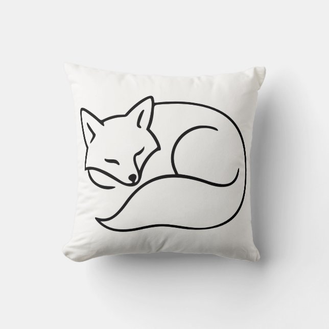 Almofada Arte Linear de Raposa Adormecida – Design de Anima (Frente)