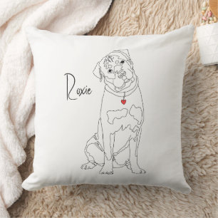 Almofada Arte Linear de Rottweiler com Nome