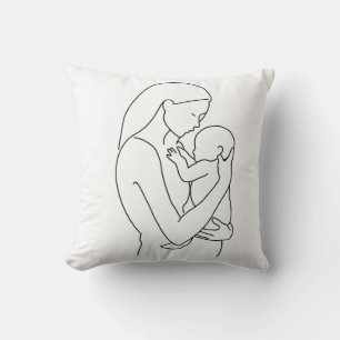 Almofada Arte Linear Personalizada de Mãe e Bebê para o Dia
