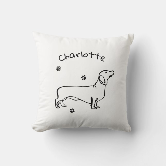 Almofada Arte Minimalista Dachshund - Seu Texto, Seu Estilo (Frente)