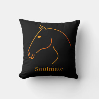 Almofada Arte Minimalista de Cavalo em Linha - "Soulmate" P