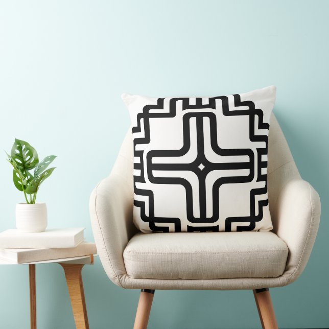 Almofada Arte Moderna de Linha Cruzada Geométrica (Cadeira)