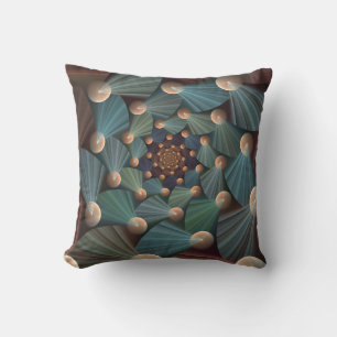 Almofada Arte moderna do Fractal com profundidade, Brown,