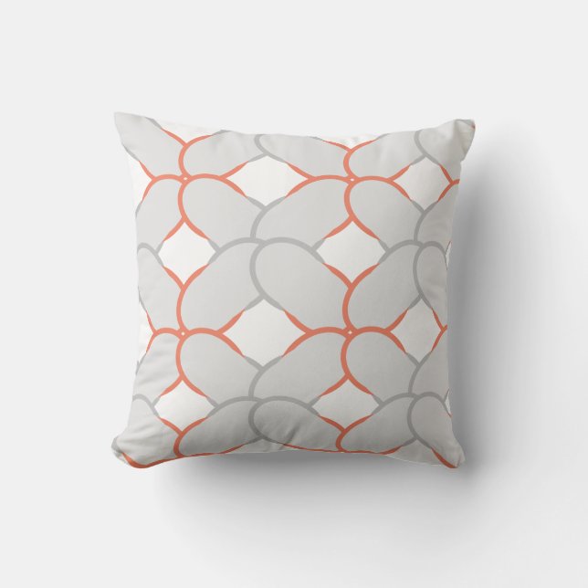 Almofada Arte Moderna Laranja Branca e Cinza Contemporânea (Frente)