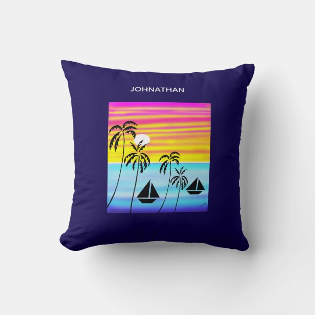 Almofada Arte Moderna - Marcha Tropical Sunset (Frente)
