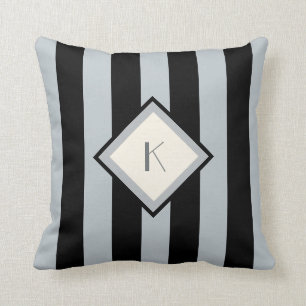 Almofada Arte moderna monograma preto e de prata de Deco