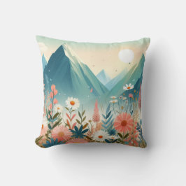 Almofada Arte Moderna Montanhas de Flores Selvagens