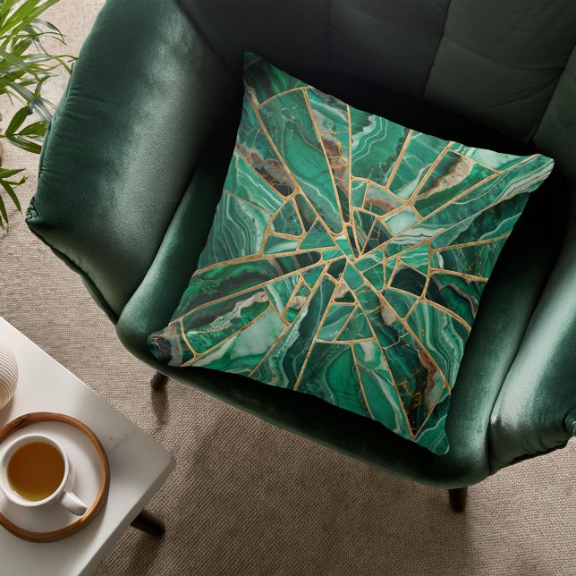 Almofada Arte Mosaica - Mármore Verde Malachite (Criador carregado)