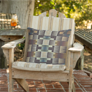 Almofada Arte Mosaica Tribal Castanho Azul Tan