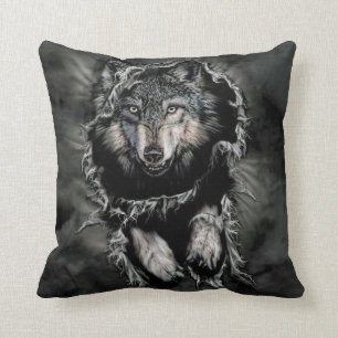 Almofada Arte Nativa do Lobo Americano Negro