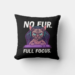 Almofada Arte Neon de Gato Gamer Sphynx Foco Total