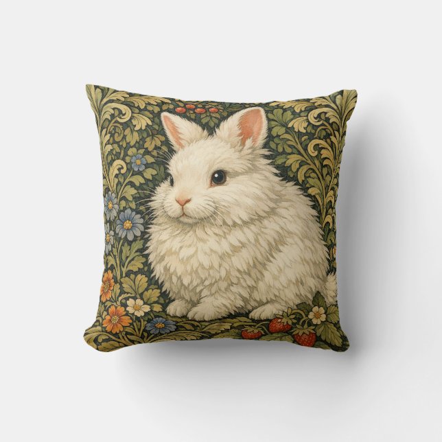 Almofada Arte nova vintage coelho branco  (Frente)