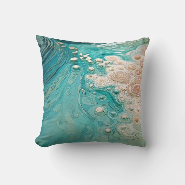 Almofada Arte Oceânico Topográfico Abstrato (Frente)