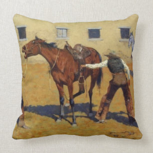 Almofada Arte Ocidental de Frederic Remington “Sua Primeira