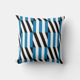 Almofada Arte Óptica Moderna Geométrica Azul Preto e Branco