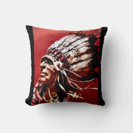 Almofada Arte original "Chefe Nez Perce" nativa