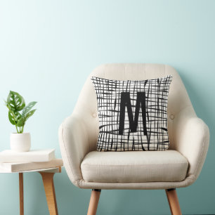 Almofada Arte personalizada de Abstrato branco preto-branco