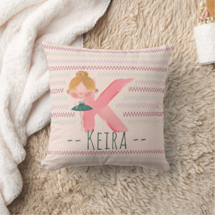 Almofada Arte Personalizada – Monograma de Bailarina Rosa B