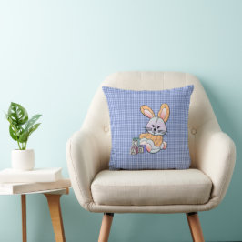 Almofada Arte Personalizada para Berçário Xadrez Azul - Coe