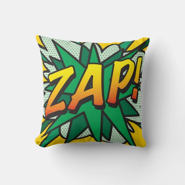 Almofada Arte Pop de Quadrinhos Divertidos e Retrô ZAP POP (Frente)