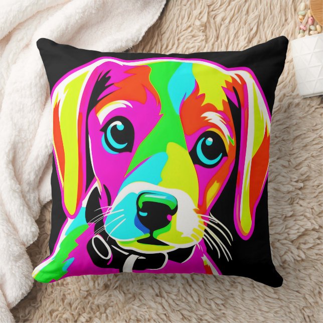 Almofada Arte Pop Neon Cachorrinho (Cobertor)