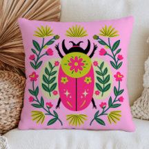 Arte Popular Besouro Inseto Rosa & Verde Floral