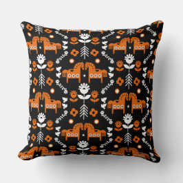 Almofada Arte popular sobre cavalos escandinavos