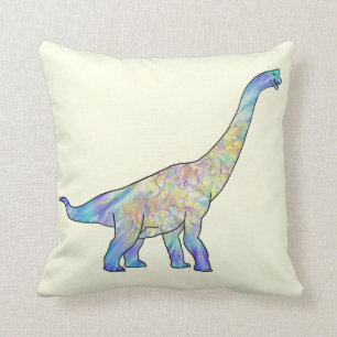 Almofada Arte Pré-Histórica do Dinossauro Colorido Braquios