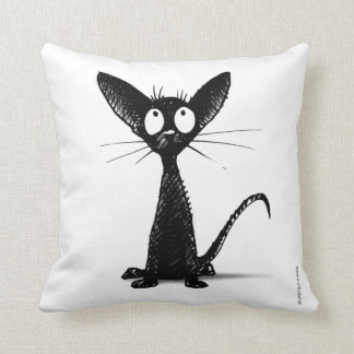Almofada Arte preto e branco bonito engraçada do gato