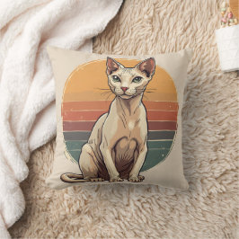 Almofada Arte Retro de Gata Sphynx Mãe Vintage