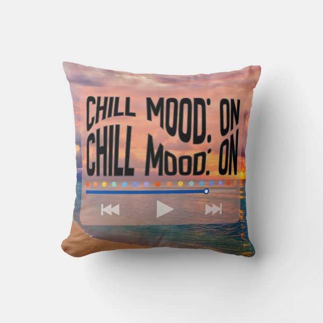 Almofada Arte Retro de Praia com Humor Relaxado (Frente)