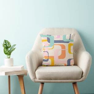 Almofada Arte Retro Geométrica em Pastel Formas do Meio do