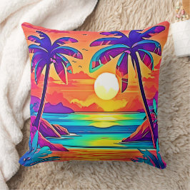Almofada Arte solar tropical vibrante