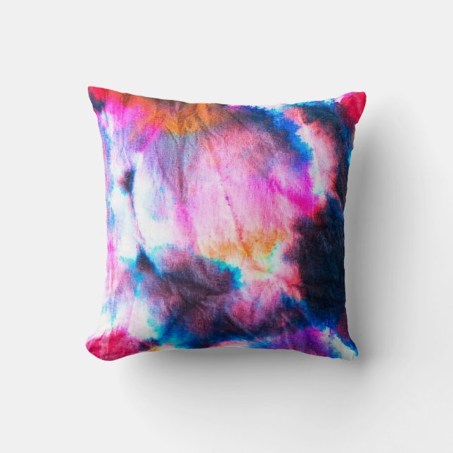 Almofada Arte suja. Vermelho brilhante, lilás, rosa, cores  (Frente)