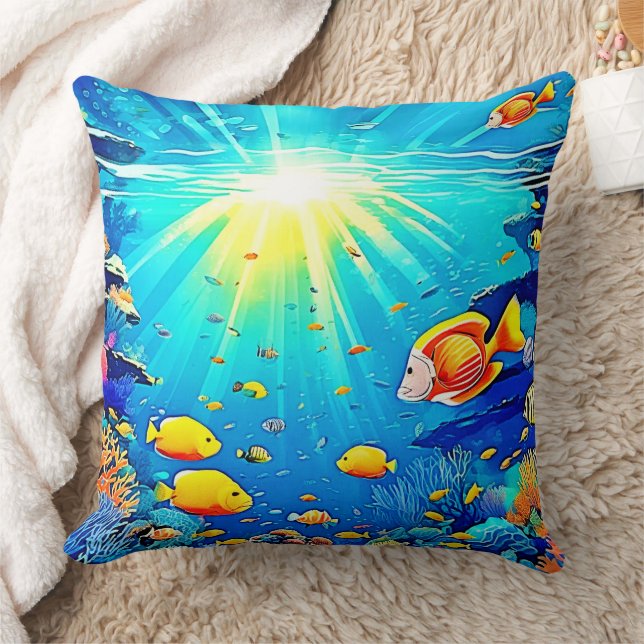 Almofada Arte Sunlit Reef Life Glow (Cobertor)