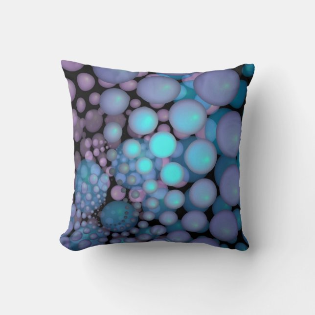 Almofada Arte Surrealista Fractal Bolas Turquesa (Frente)