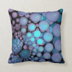 Almofada Arte Surrealista Fractal Bolas Turquesa