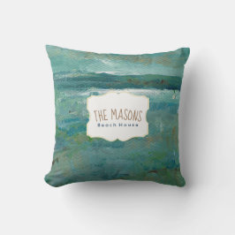 Almofada Arte Teal da Costa do abstrato Oceano