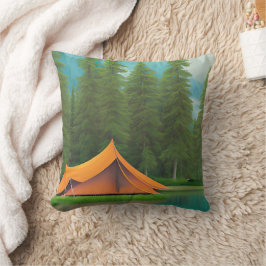 Almofada Arte Temático de Acampamento | Tenda nos Bosques j