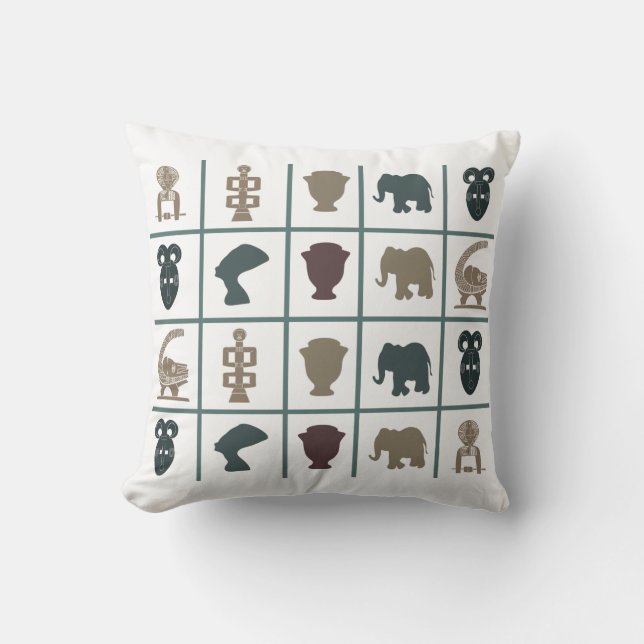 Almofada Arte tribal abstrato africana (Frente)