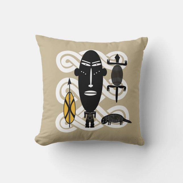 Almofada Arte tribal africana abstrata contemporânea (Frente)