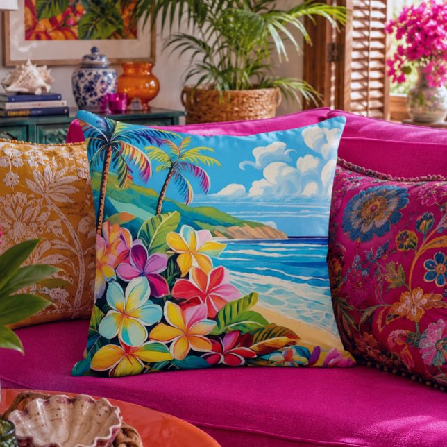 Almofada Arte tropical litografia vintage (Criador carregado)