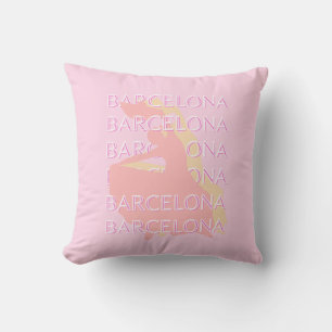 Almofada Arte Viagem de Barcelona, Arte Espanha, Rosa, Past