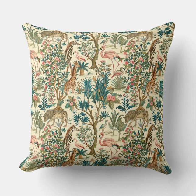 Almofada Arte vítrea, zebras girafas, flamingo, pássaros, l (Frente)