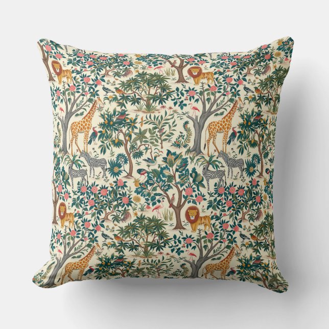 Almofada Arte vítrea, zebras girafas, flamingo, pássaros, l (Frente)