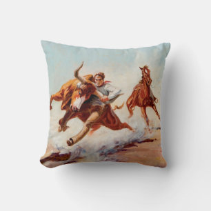 Almofada Arte Western “Bull Dogger” por Will James