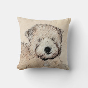 Almofada Arte Wheaten Macio-Revestida do cão da pintura do
