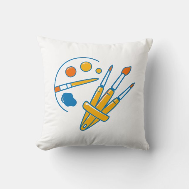 Almofada Artist Paint Palette and Brushes (Frente)